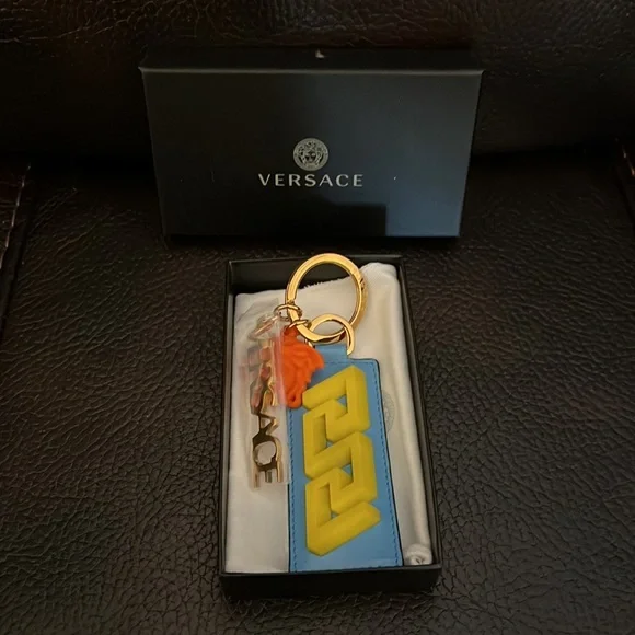 Versace unisex La Medusa Greca logo monogram keychain bag charm NEW